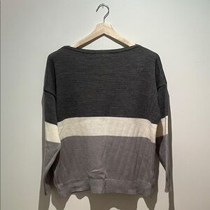 Cozy Oversized Grey and Cream Colour-Block Boatneck Sweater